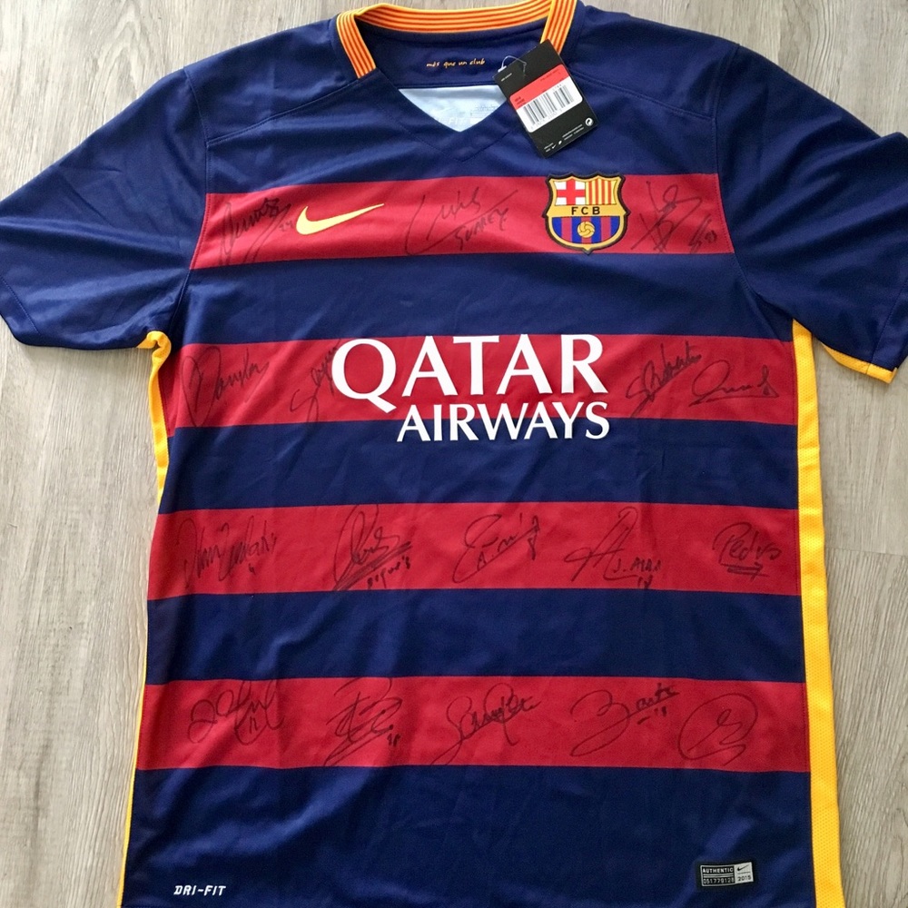 Nike 2015-2016 FC Barcelona Signed Home Jersey